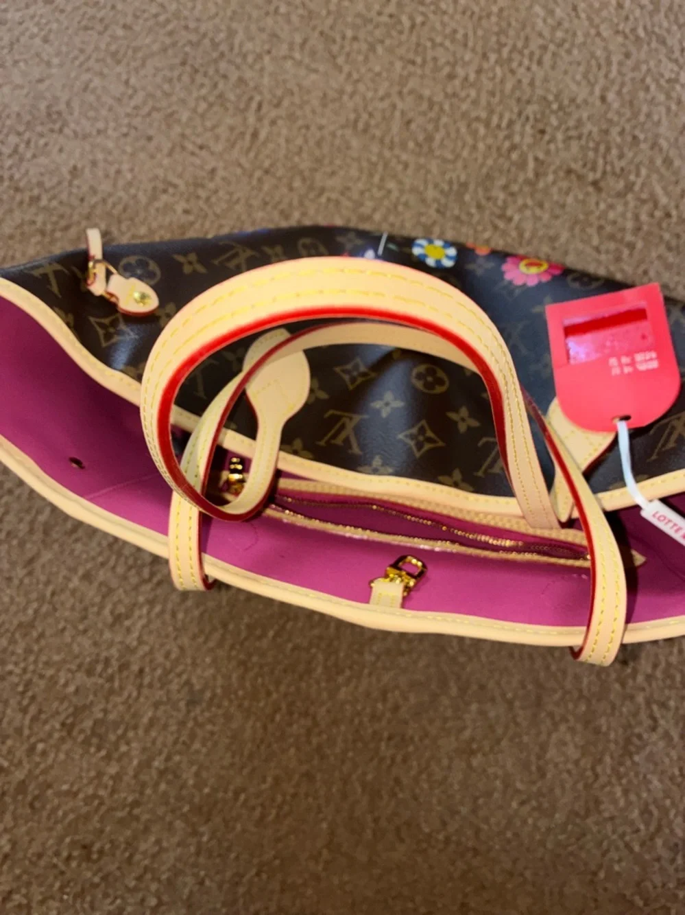 Brown Monogram Floral Tote with Matching Pouch - Picture 13 of 13